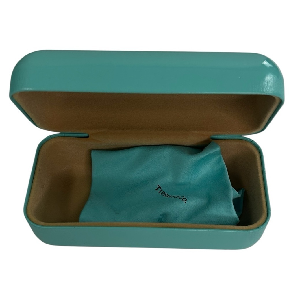 Tiffany & Co. Blue Glasses Sunglass Hard Case Shell Holder Cleaning Cloth - Picture 4 of 11
